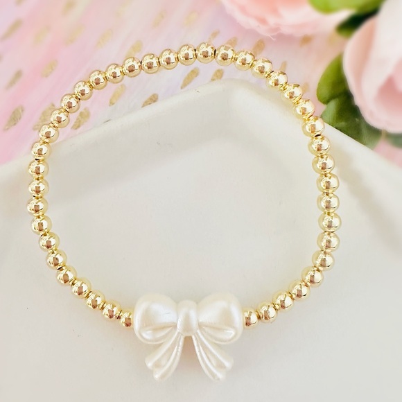 Preppy Coquette Ivory Bow Knot Bracelet - Picture 2 of 2
